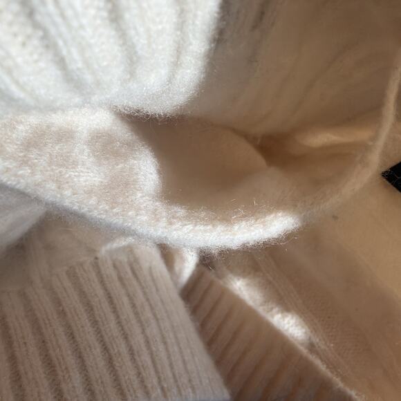 VTG Ralph Lauren Sweater Cardigan 100% cashmere Womens Large Cable Knit cream - Picture 11 of 14